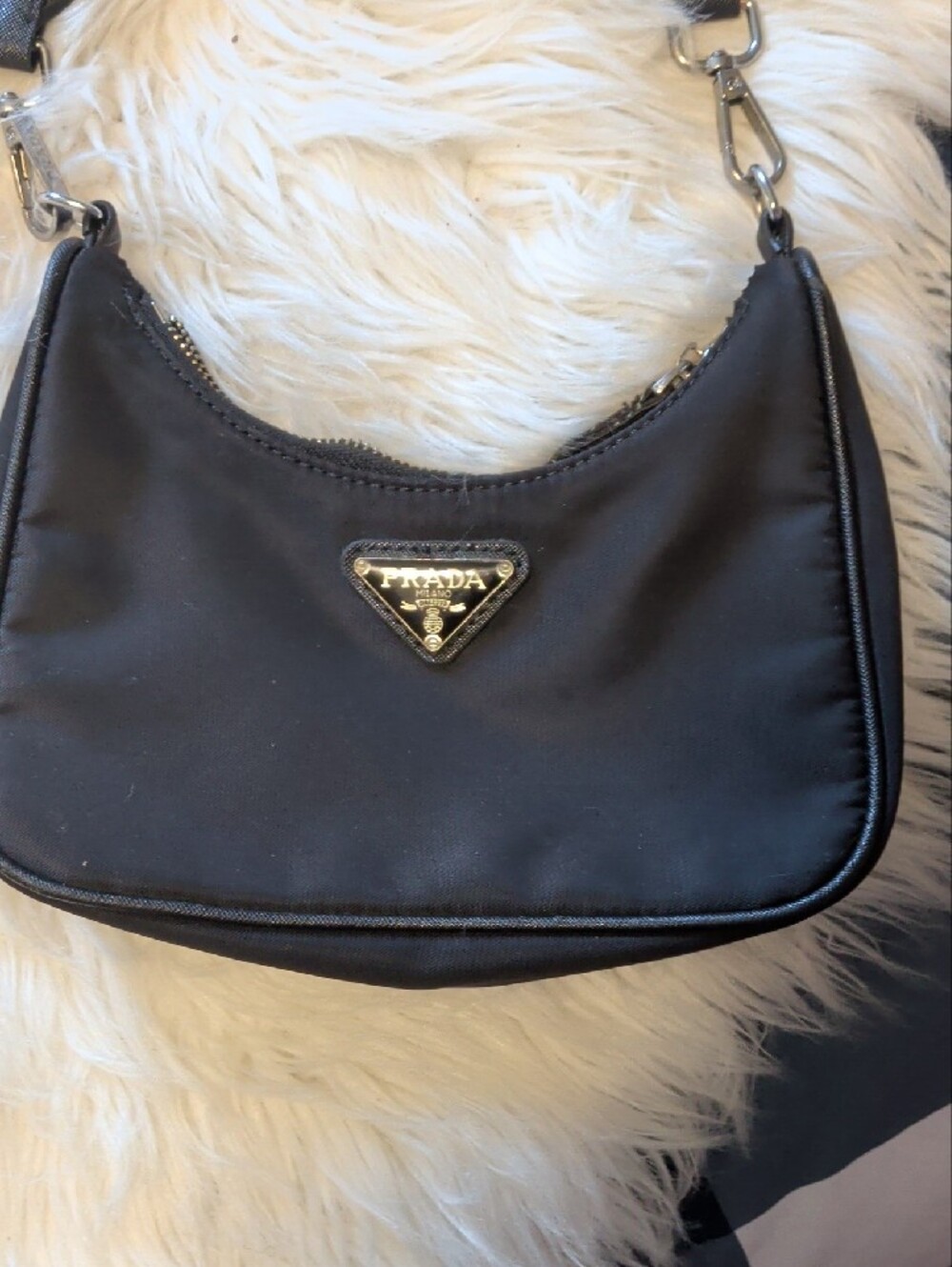 Prada Black Nylon Mini Shoulder Bag with Logo Plaque - Picture 2 of 9